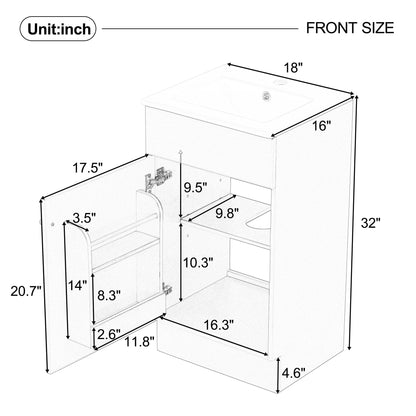 Bathroom Vanity With Sink, Cabinet With Adjustable Shelf Noble House