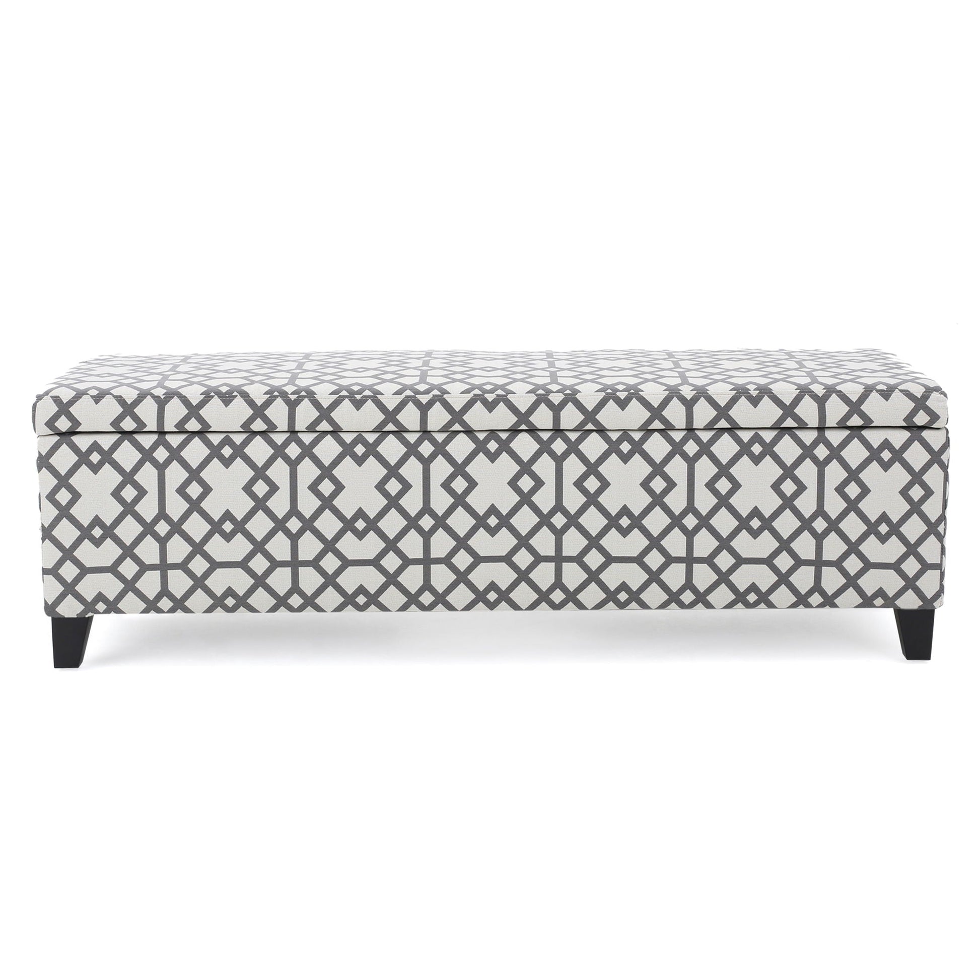 Quotient - Upholstered Storage Ottoman With Tapered Block Feet - Gray / White Noble House