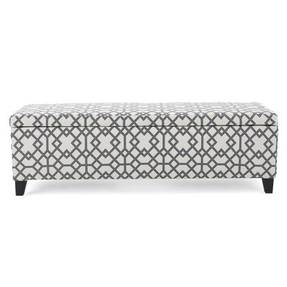 Quotient - Upholstered Storage Ottoman With Tapered Block Feet - Gray / White Noble House