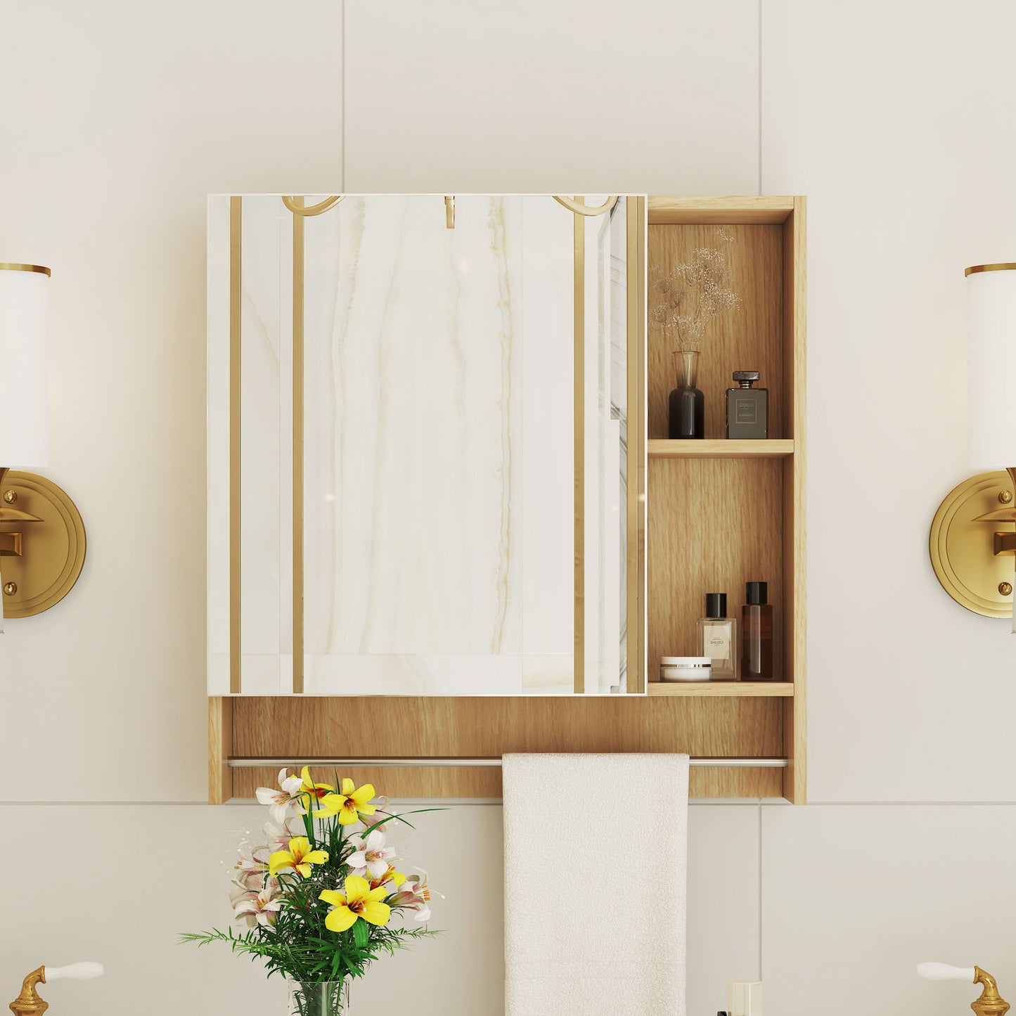 Wall Mounted Bathroom Storage Medicine Cabinet Cabinet With Mirror Door Home Essentials