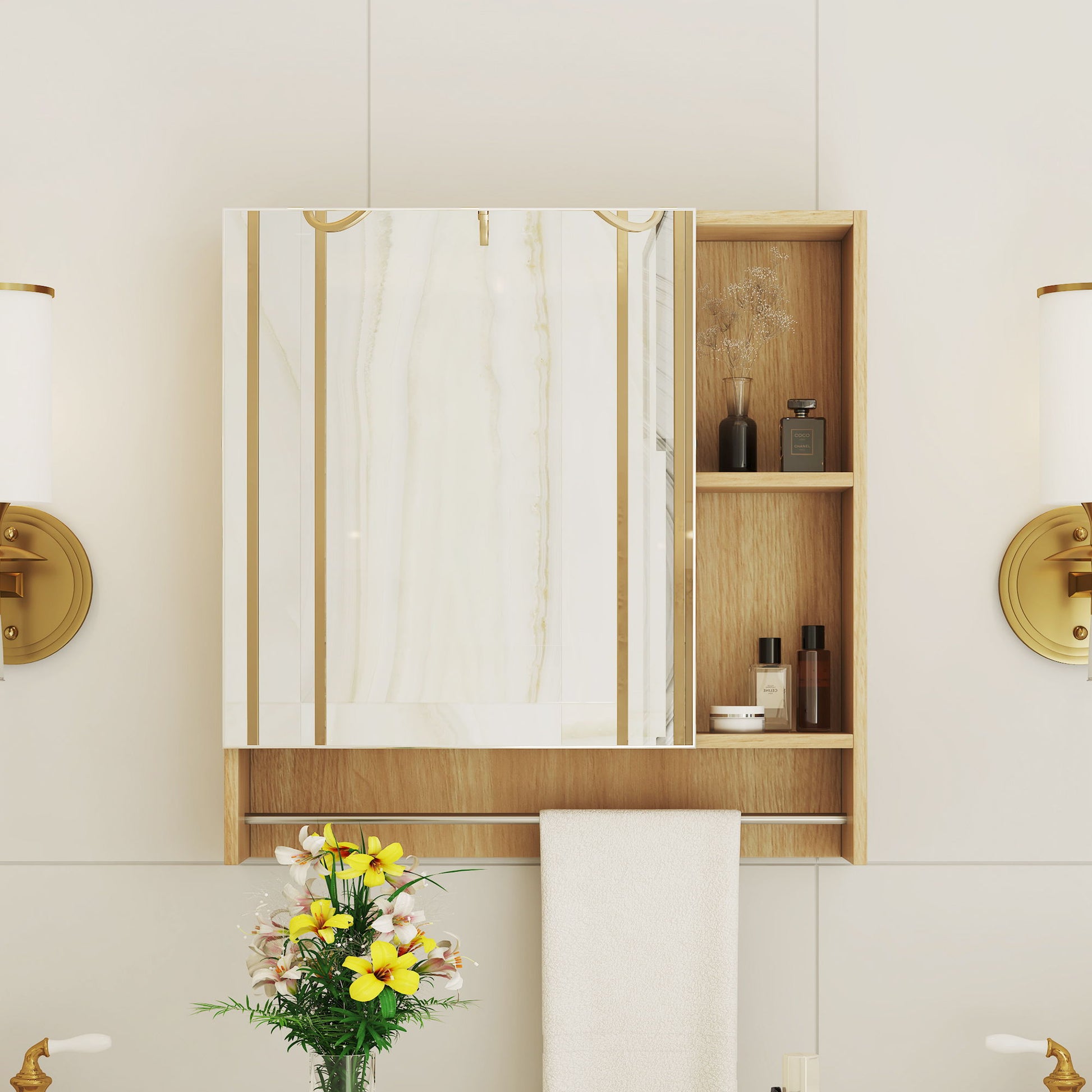Wall Mounted Bathroom Storage Medicine Cabinet Cabinet With Mirror Door Home Essentials