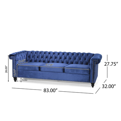 Chesterfield Style 3 Seater Sofa With Deep Button Tufting Noble House