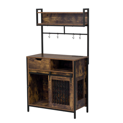Furniture Style 2 In 1 Pet Friendly Dog Crate Composite Desk Hutch - Rustic Brown Daily Nest