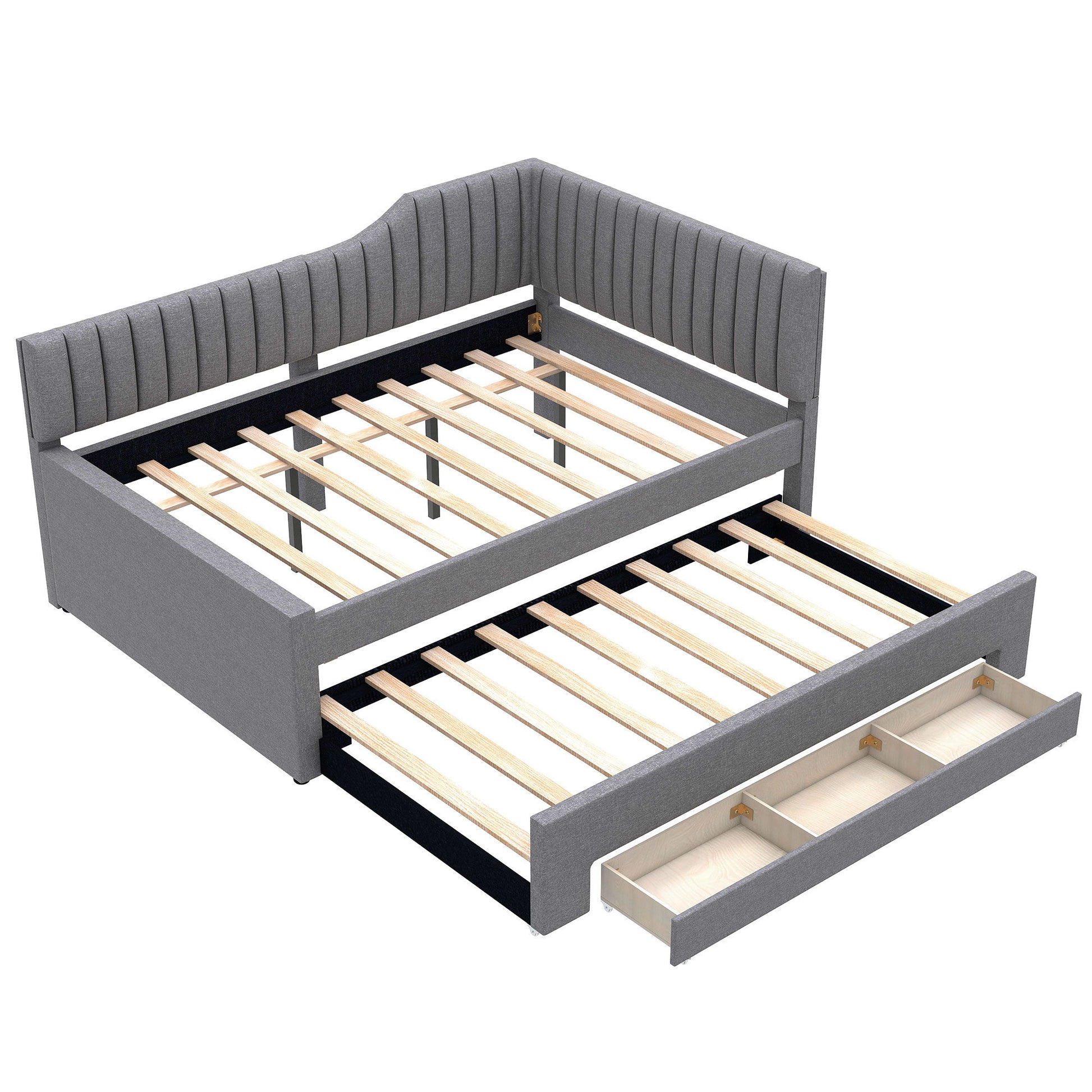 Upholstered Daybed With Trundle And 3 Drawers Dreamland