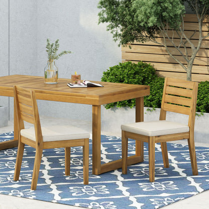 Outdoor Armless Dining Chair With Cushions Noble House