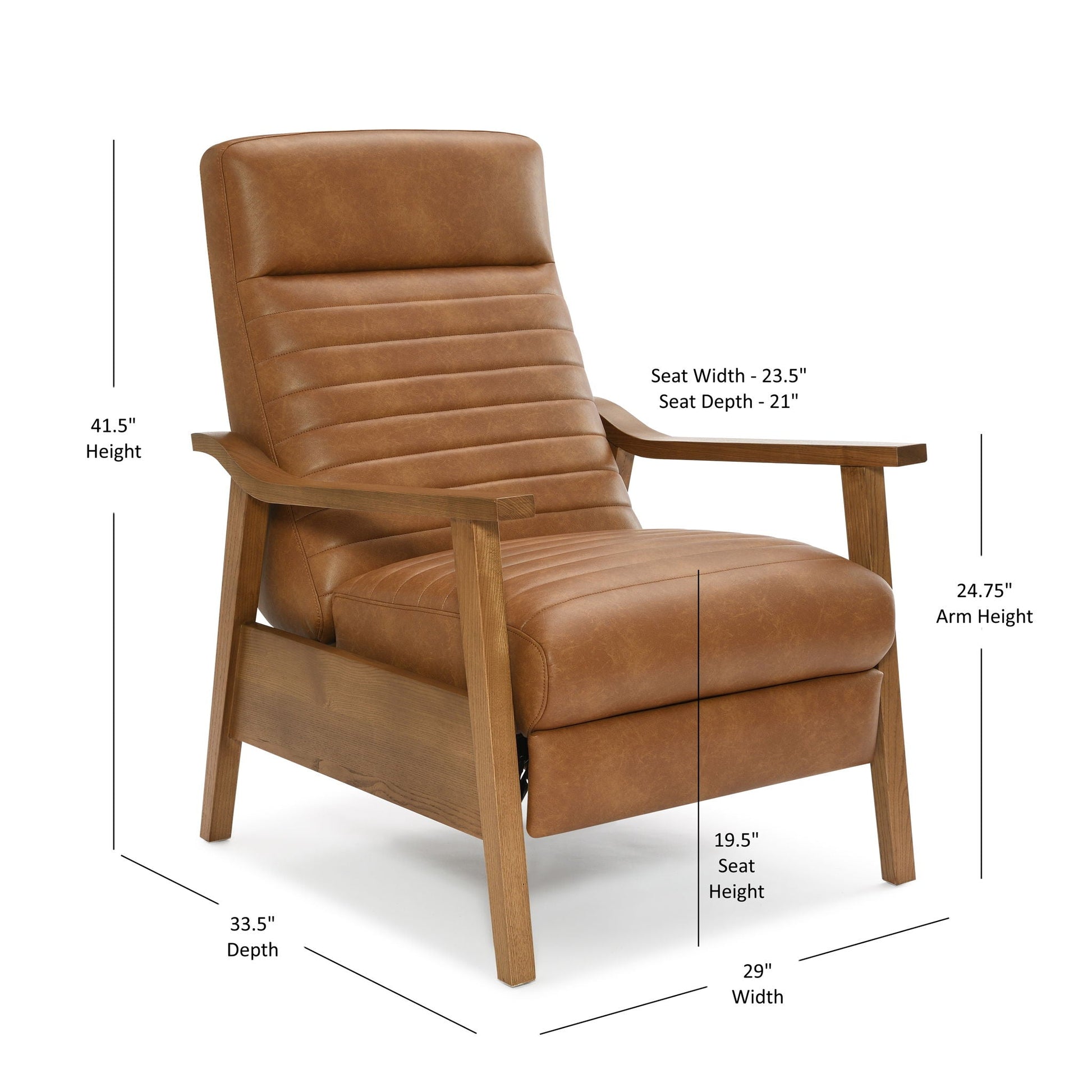 Asher - Modern Push Back Recliner With Wood Arms Home Essentials