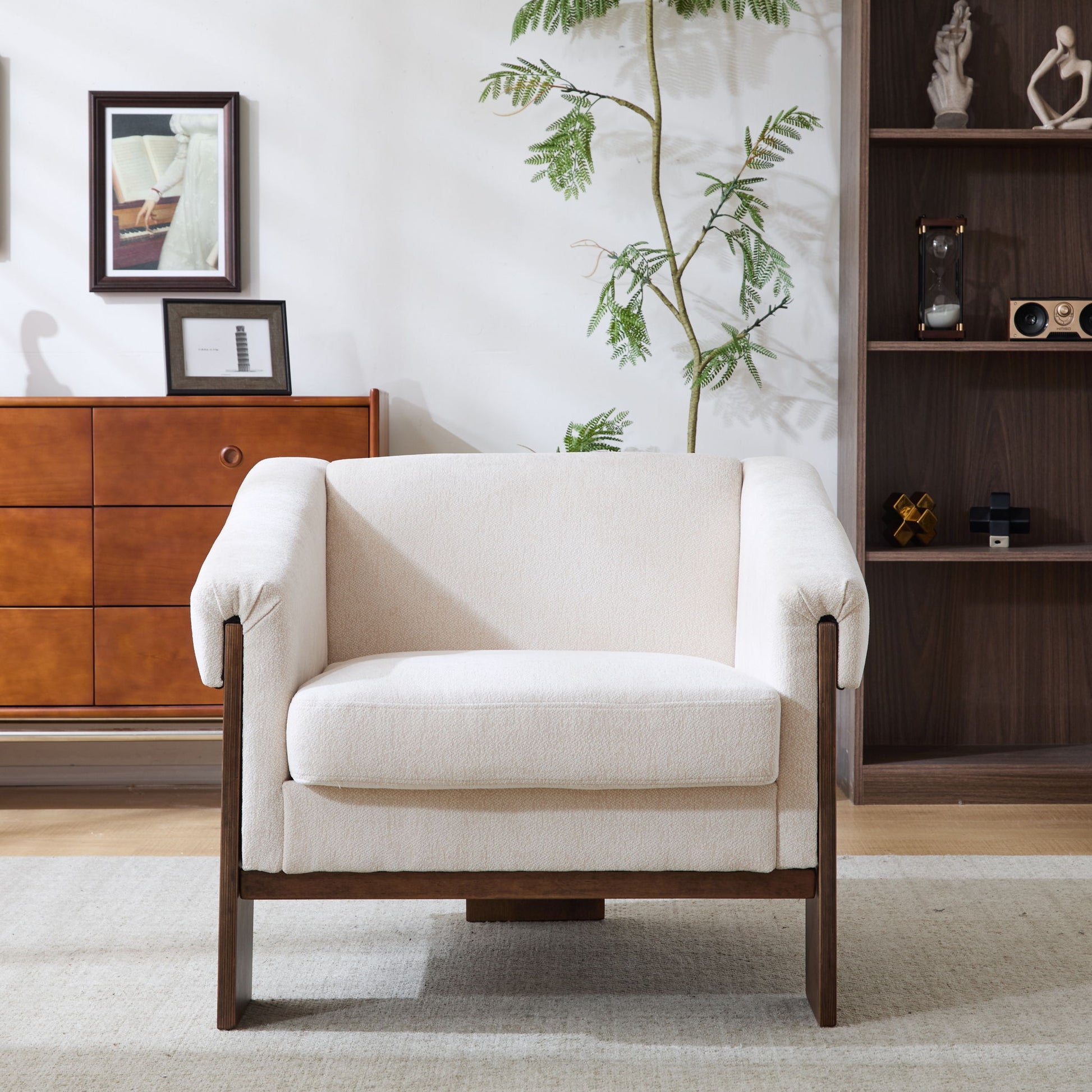 Sierra - Vintage Modern Accent Chair With Deep Cushions And Wide Armrests Noble House