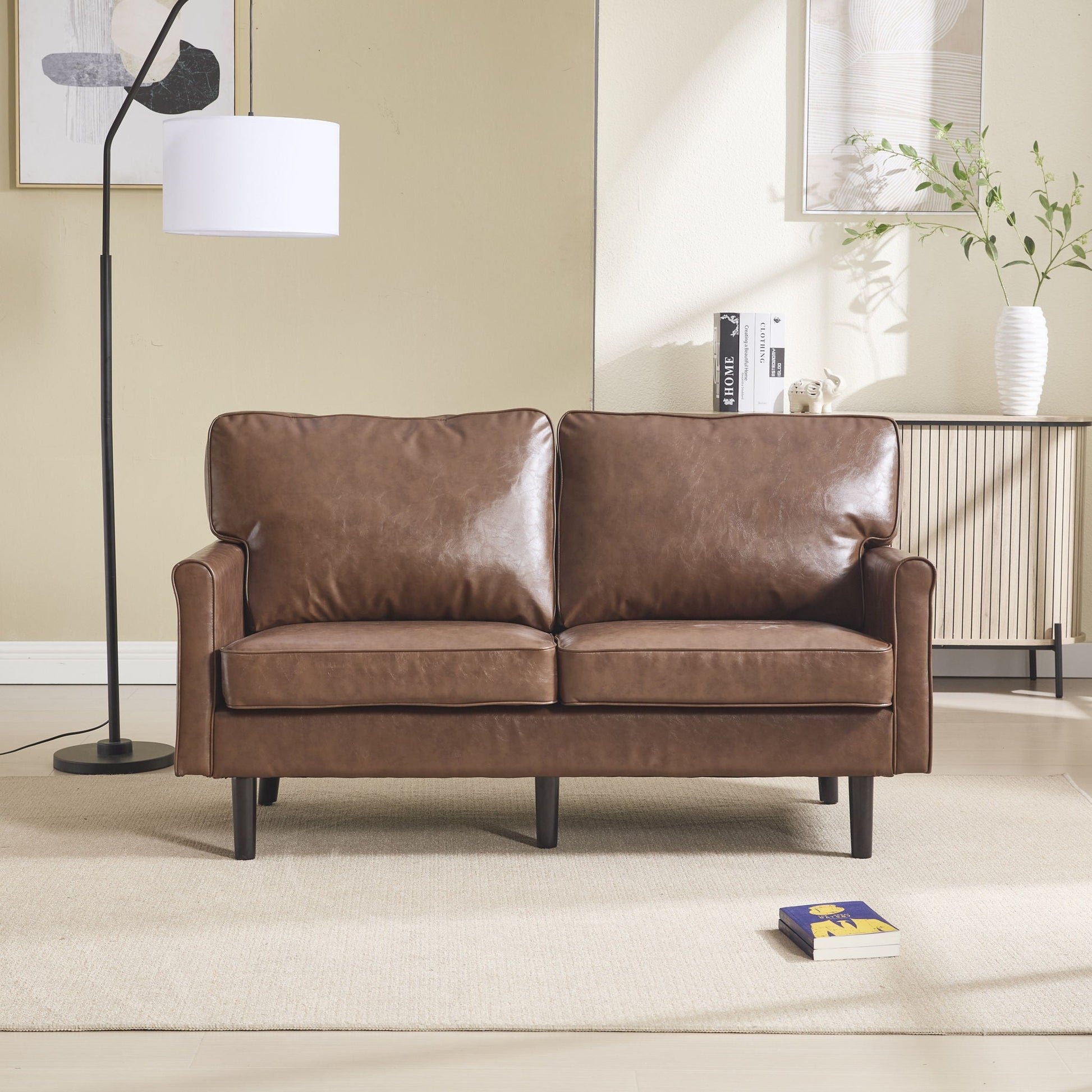 Mid Century Modern Loveseat Sofa With USB Ports, Removable Pillow Cover Home Essentials