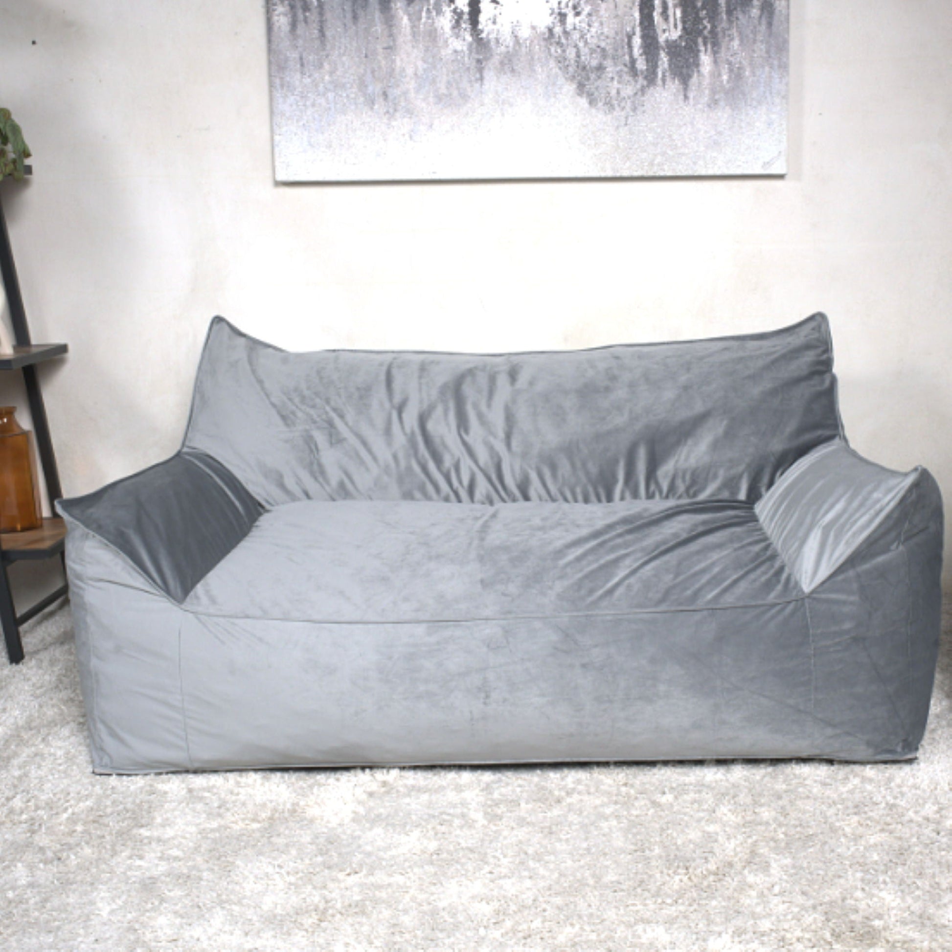 Fila - Velveteen Oversized Seater Bean Bag Chair With Armrests Home Essentials
