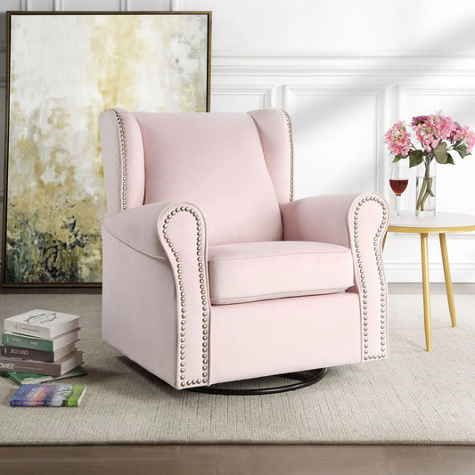 Tamaki - Glider Chair With Swivel - Pink Acme