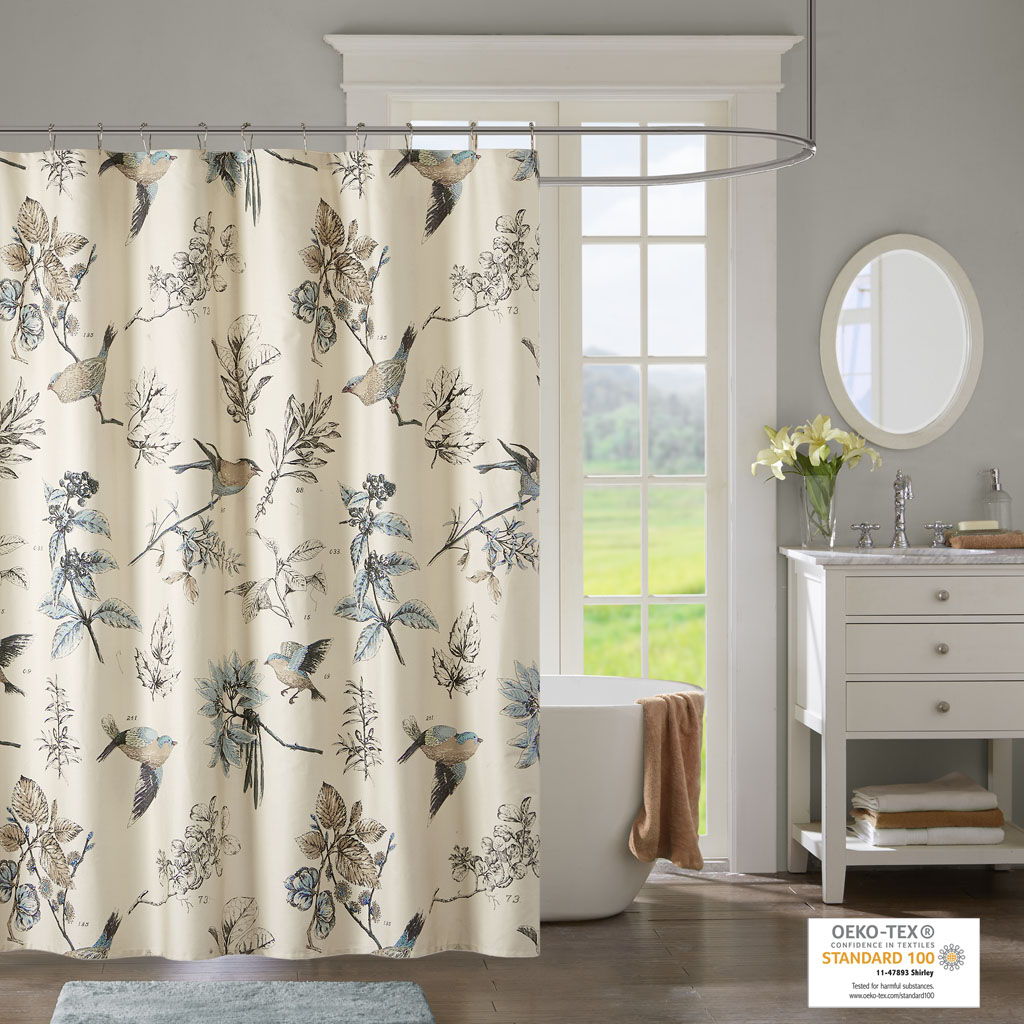 Quincy - Printed Shower Curtain - Khaki