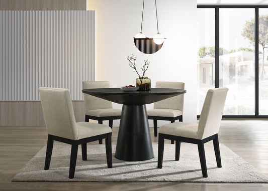 Jasper - Contemporary Round Dining Table With Black Finish Chairs Lilola Home