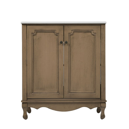 Vintage Bathroom Vanity With Ceramic Sink, Adjustable Shelves Noble House