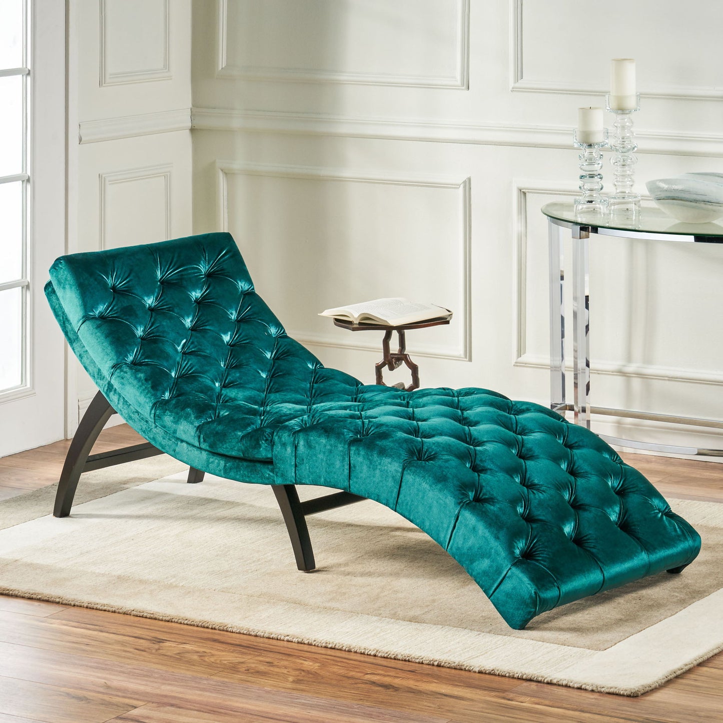 Elegant Tufted Chaise Lounge With Curved Design Noble House