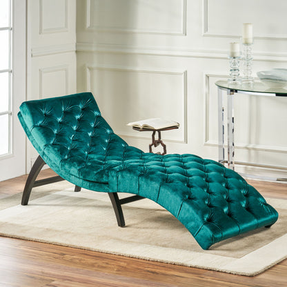 Elegant Tufted Chaise Lounge With Curved Design Noble House