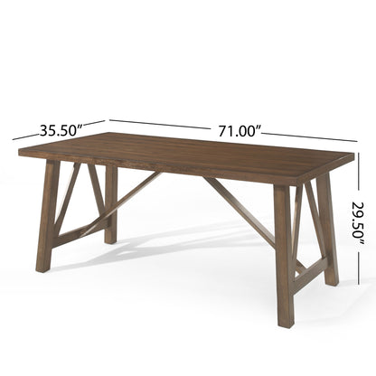 Farmhouse Style Dining Table With Wood Like Top Noble House