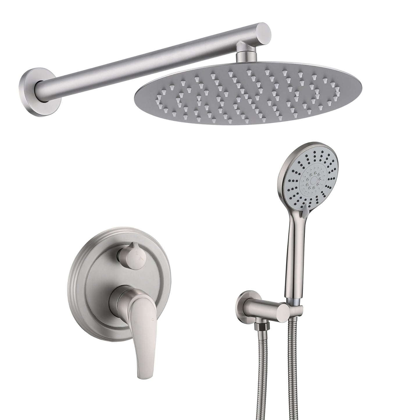 Wall Mounted Shower Set With High Pressure 10" Rain Shower Head And 5 Function Handheld Shower Head Daily Nest