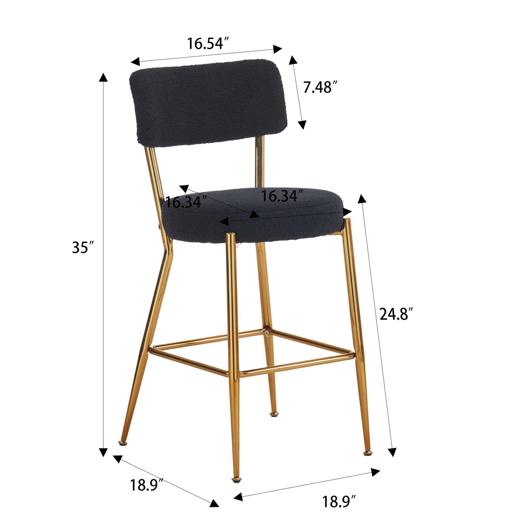 Modern Teddy Fabric Upholstered Bar Stools Home Essentials