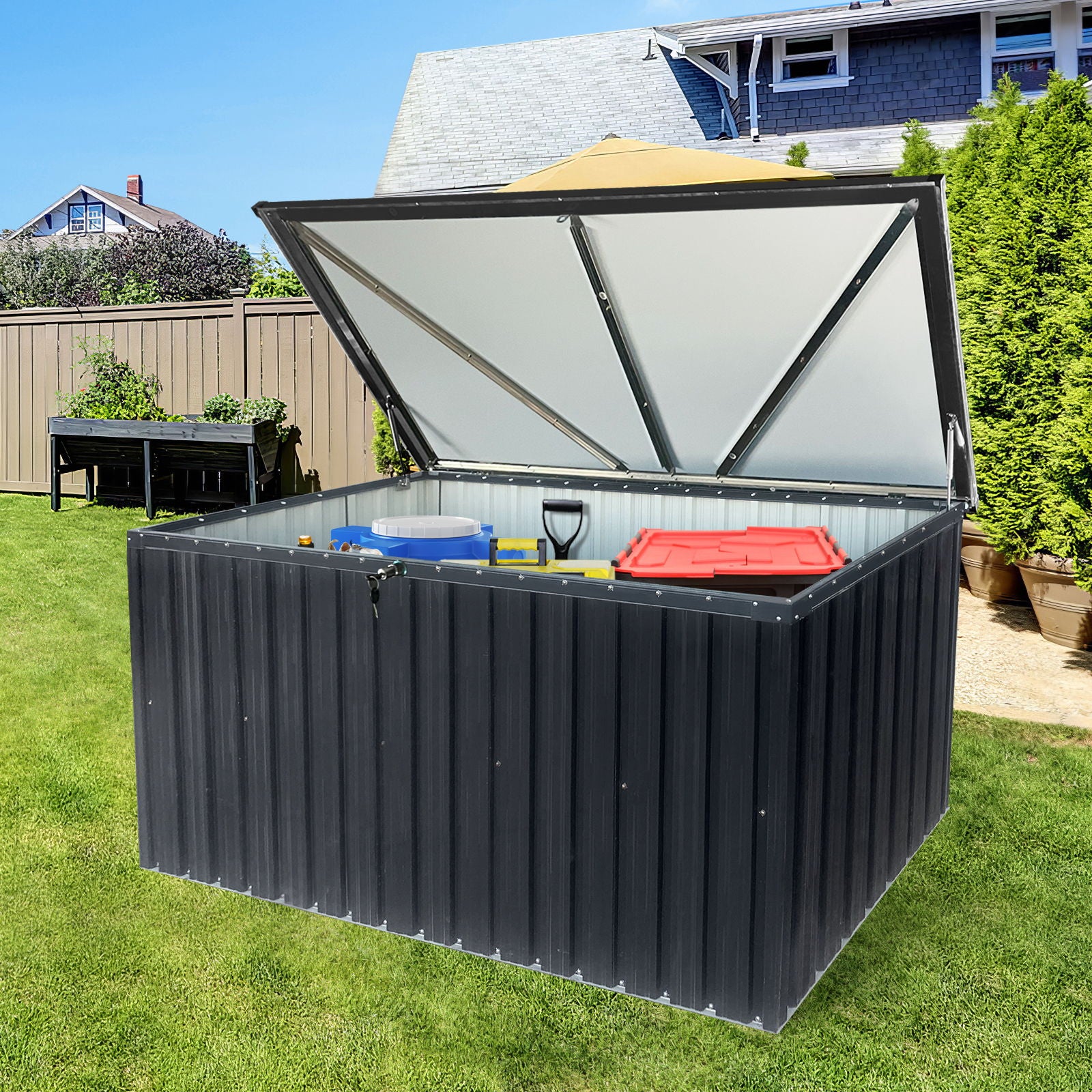 Metal Storage Box Store Large Out Door Use - Black Home Essentials