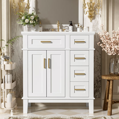 Modern Bathroom Vanity With Ceramic Sink, Soft Close Storage Cabinet Hearth and Haven