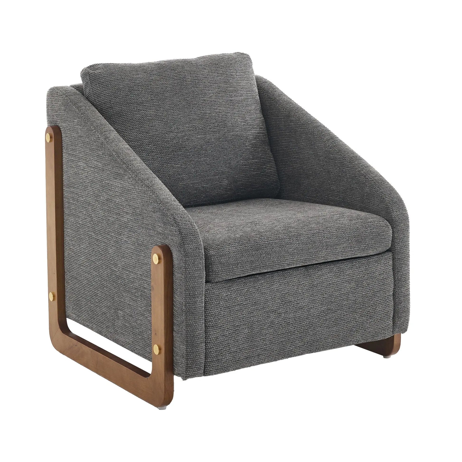 Modern Upholstered Armchair With Wooden Side Frame Home Essentials