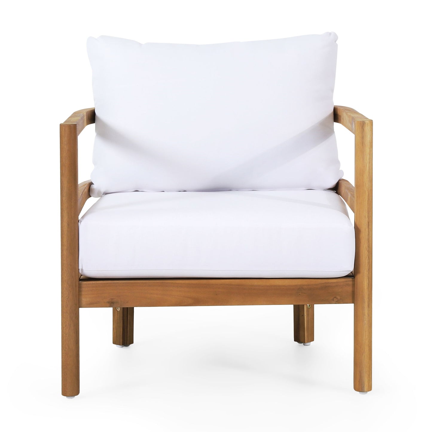 Outdoor Acacia Wood Patio Club Chair, Waterproof Thick Cushion, Deep Seating Noble House