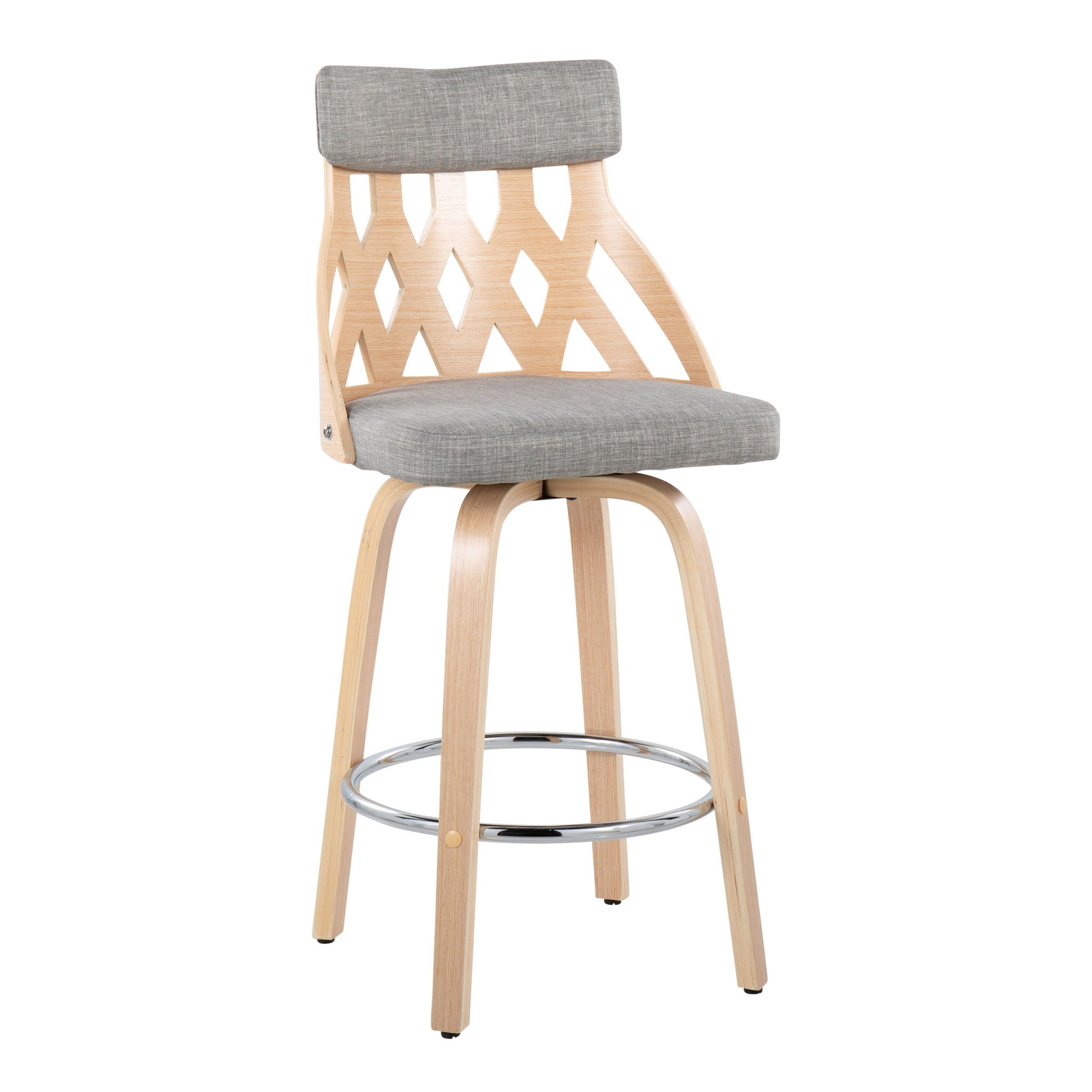 York - Mid-Century Modern Counter Stool - Natural / Light Gray Lumi Source