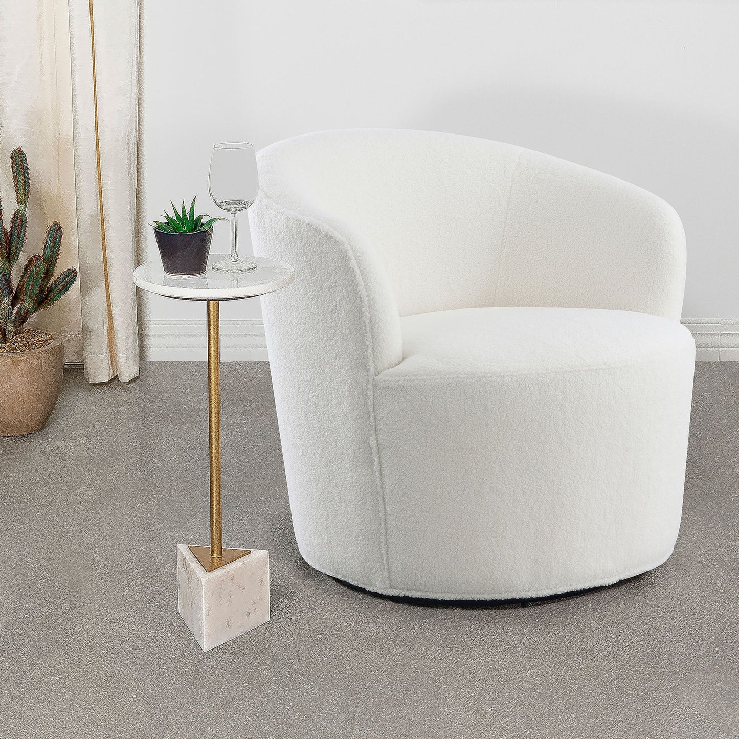 Tempest - Upholstered Barrel Back Swivel Chair - White Furniture Max