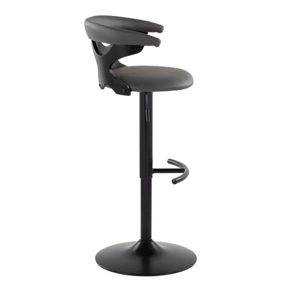 Gardenia - Contemporary Adjustable Barstool With Swivel With Rounded T Footrest (Set of 2) Lumi Source