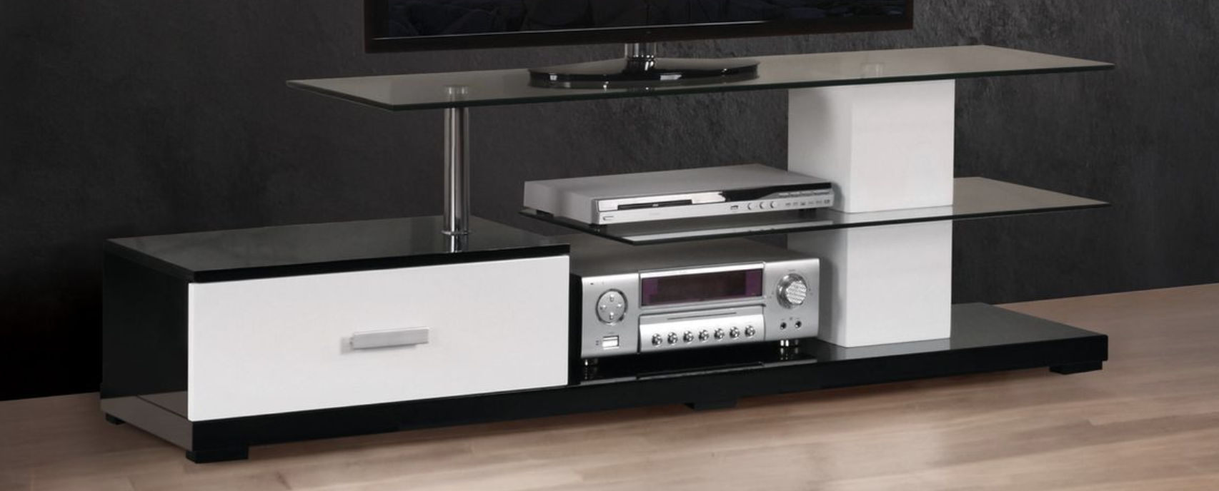 Ivana - TV Stand - White / Black Acme