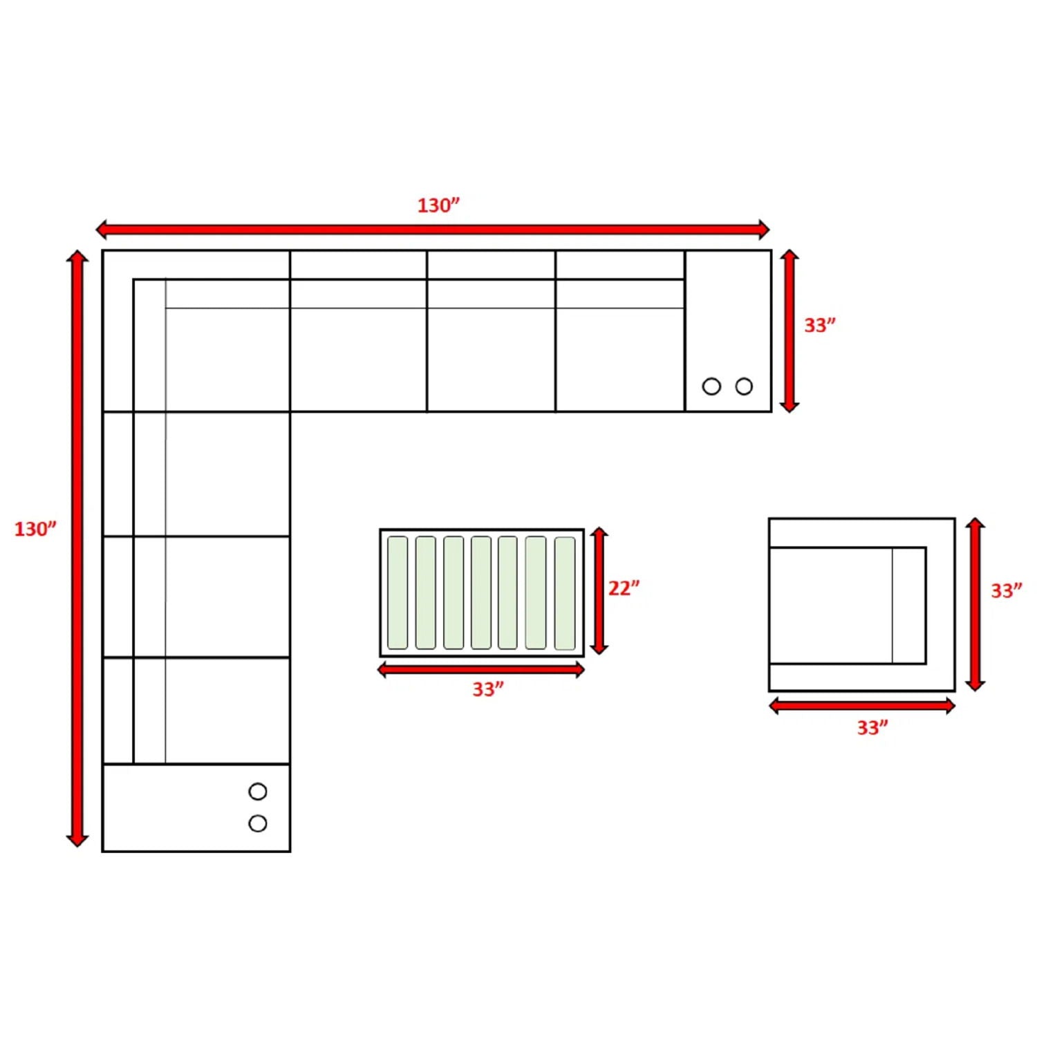 Modern Patio Rattan Sectional Set With Cushions LSI Patio Furniture