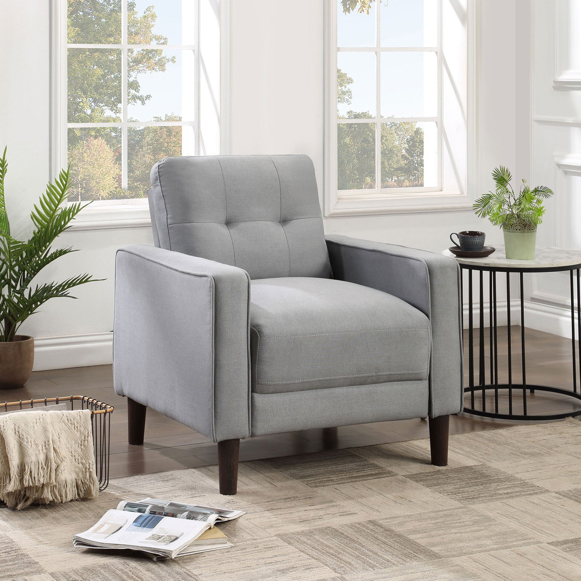 Harvey - Upholstered Tufted Accent Chair - Gray Furniture Max