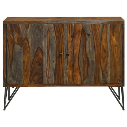 Macon - 2 Door Sheesham Wood Storage Accent Cabinet - Gray CoasterEssence