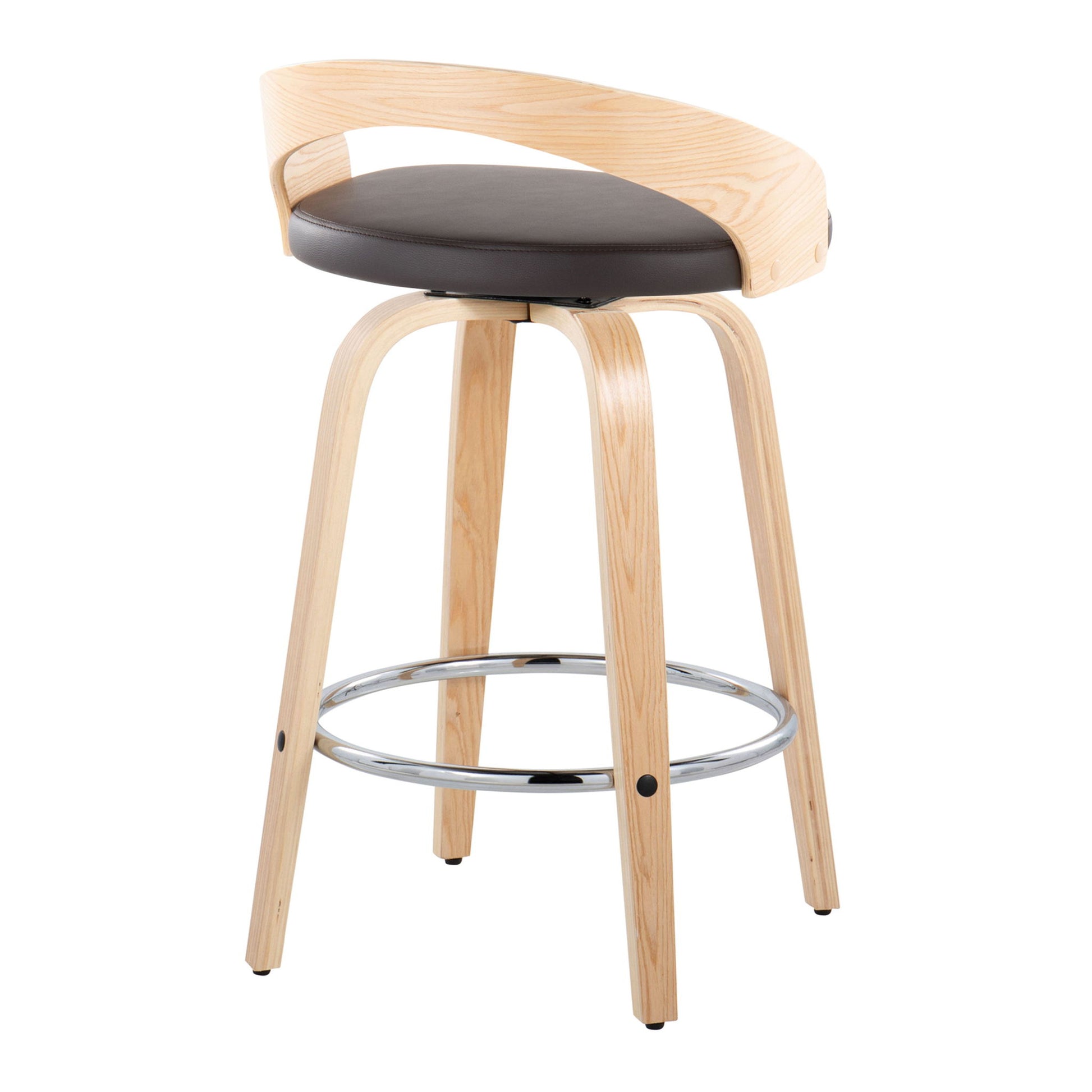 Grotto - Contemporary Fixed Height Counter Stool With Swivel With Round Footrest (Set of 2) Lumi Source