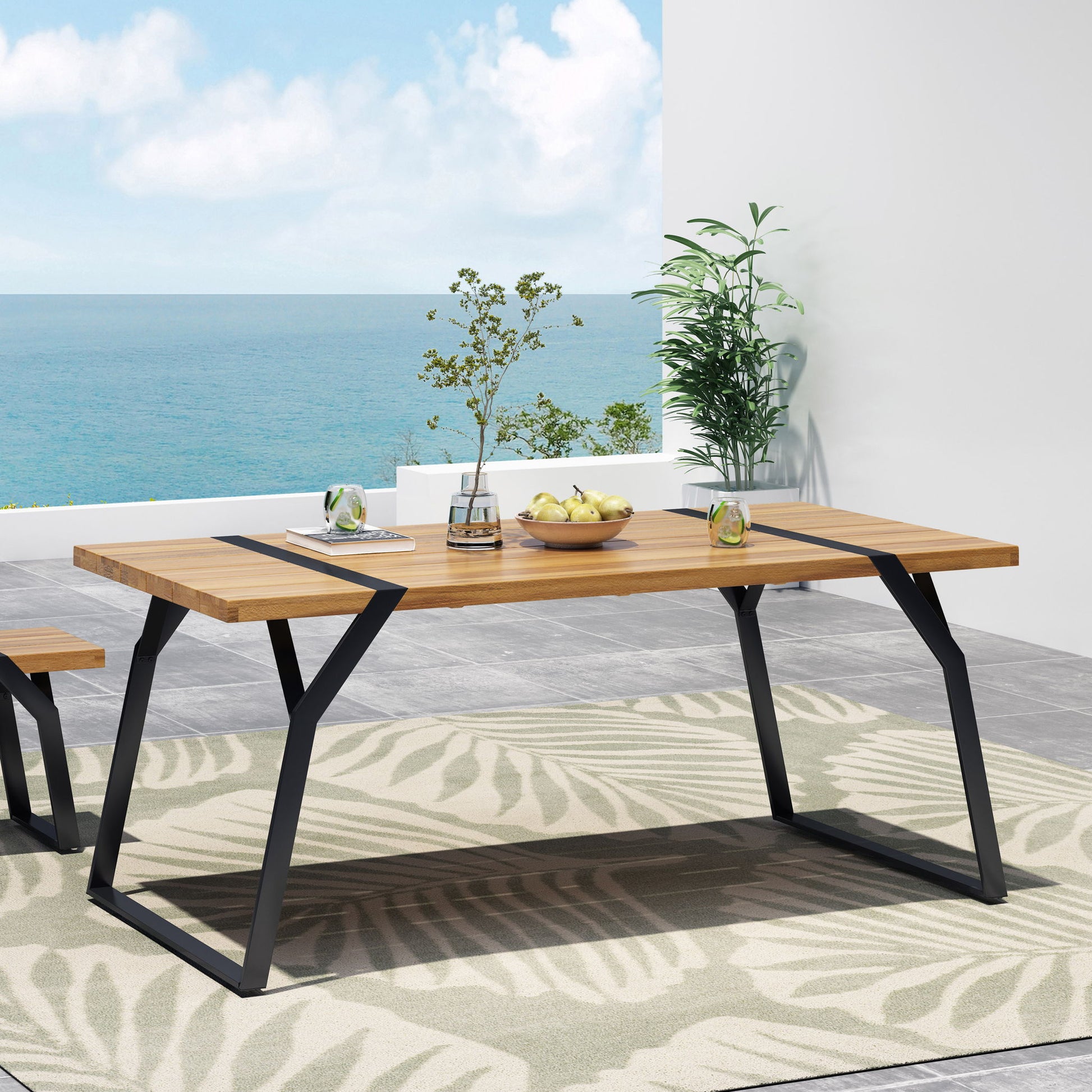 Zora - Dining Table Industrial & Iron Table - Black Noble House