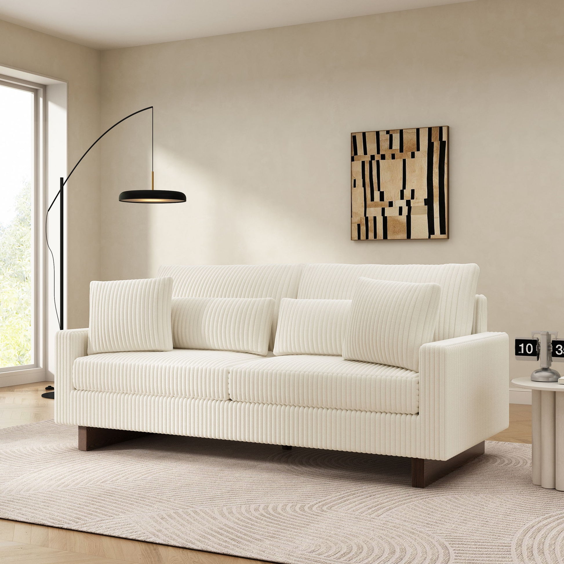 Modern Loveseat Sofa With 4 Pillows Noble House