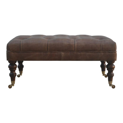 Buffalo - Leather Ottoman With Castor Legs Artisan Furniture