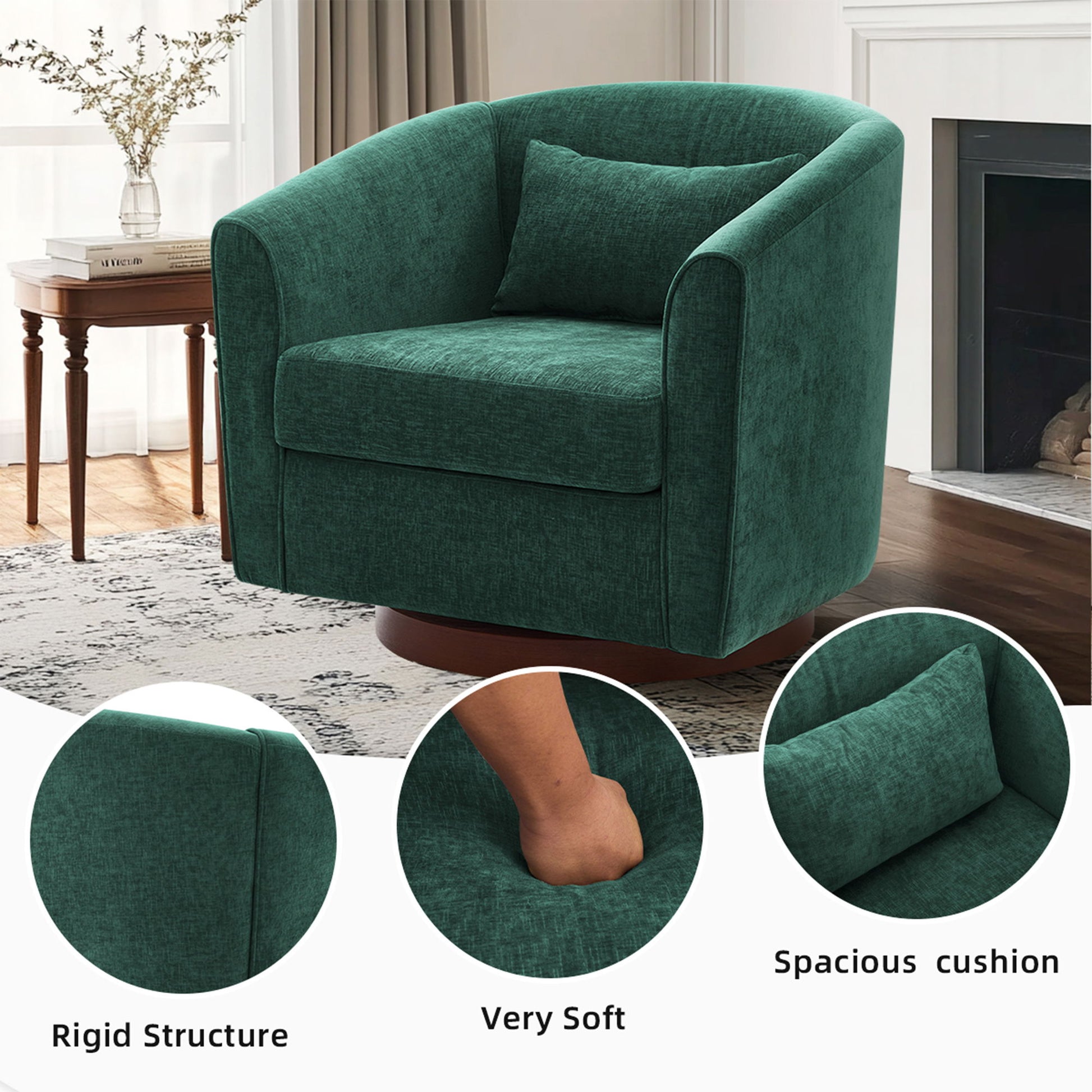 Swivel Accent Chair For Living Room, Sofa Chairs With Base Side For Living Room Home Essentials