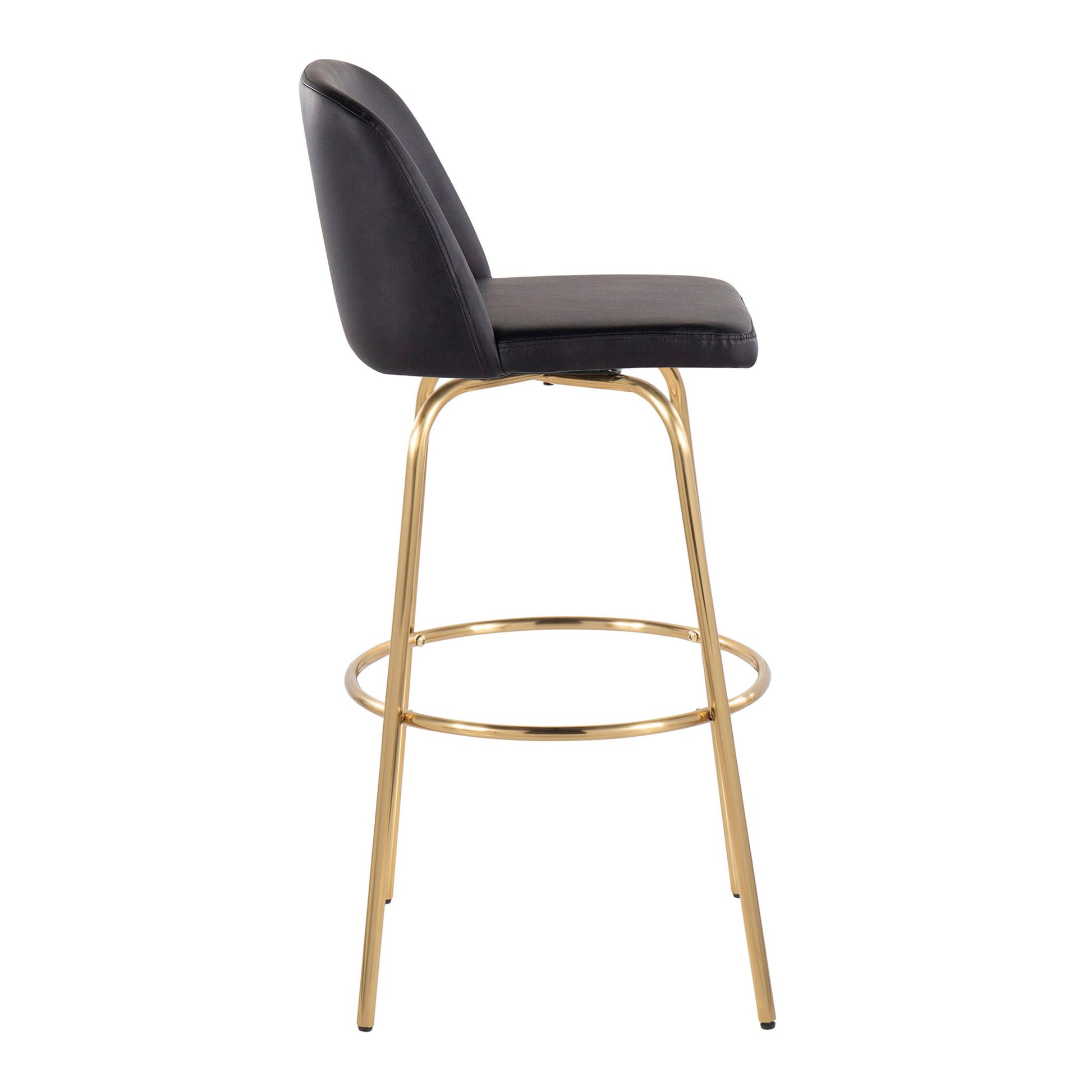 Toriano - Contemporary Fixed Height Barstool With Swivel And Round Footrest (Set of 2) Lumi Source
