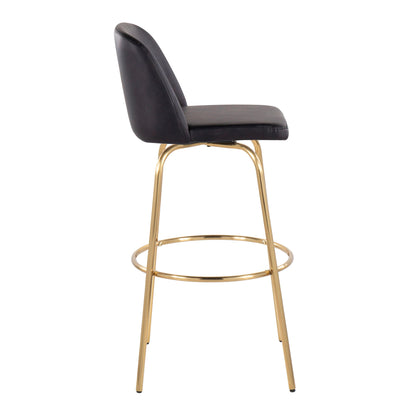 Toriano - Contemporary Fixed Height Barstool With Swivel And Round Footrest (Set of 2) Lumi Source