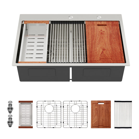 Topmount, Drop In Double Bowl Kitchen Sink Daily Nest