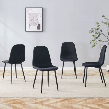 Modern Medieval Style Cushioned Side Chairs Set With Black Metal Legs For Kitchens Home Essentials