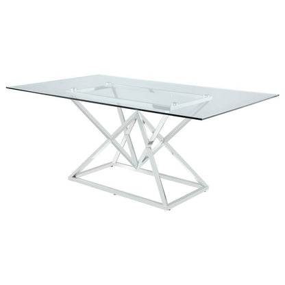 Beaufort - Rectangular Glass Top Dining Table - Chrome CoasterEssence