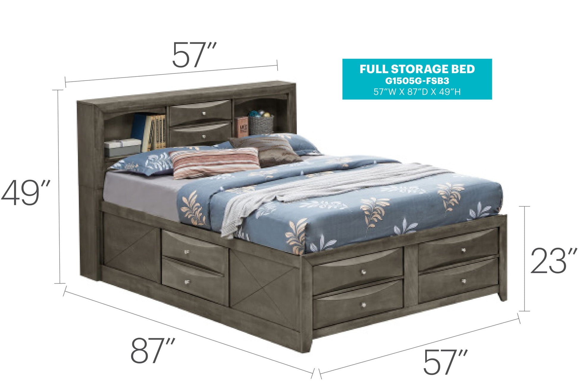 Modern Design Storage Bed With Bookcase Headboard Glory Furniture