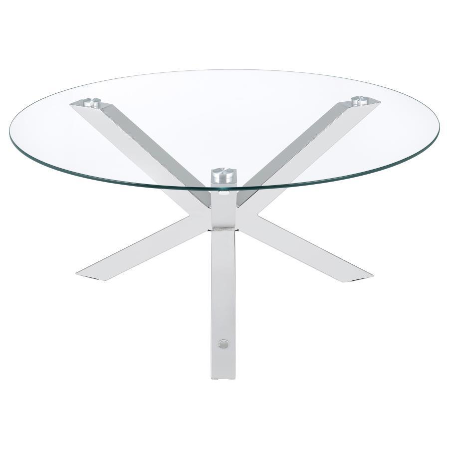 Kenzie - Round Tempered Glass Top Table Coaster Fine Furniture