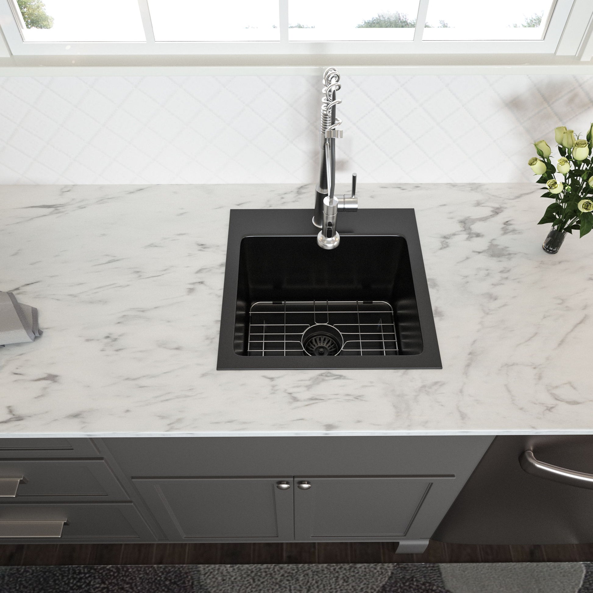 Topmount 16G Stainless Steel Kitchen Sink Deep Single Bowl - Gunmetal Black Daily Nest