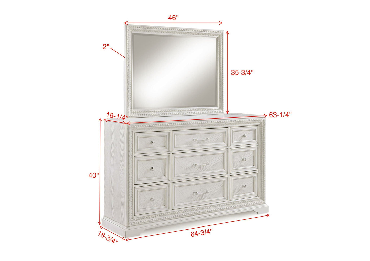 Alexandria - Bedroom Dresser - White Crown Mark