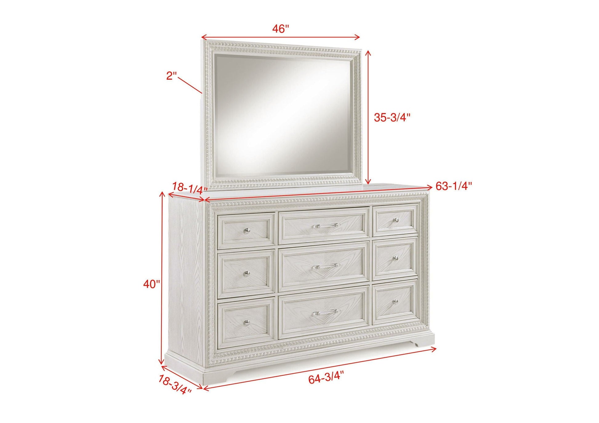 Alexandria - Bedroom Dresser - White Crown Mark