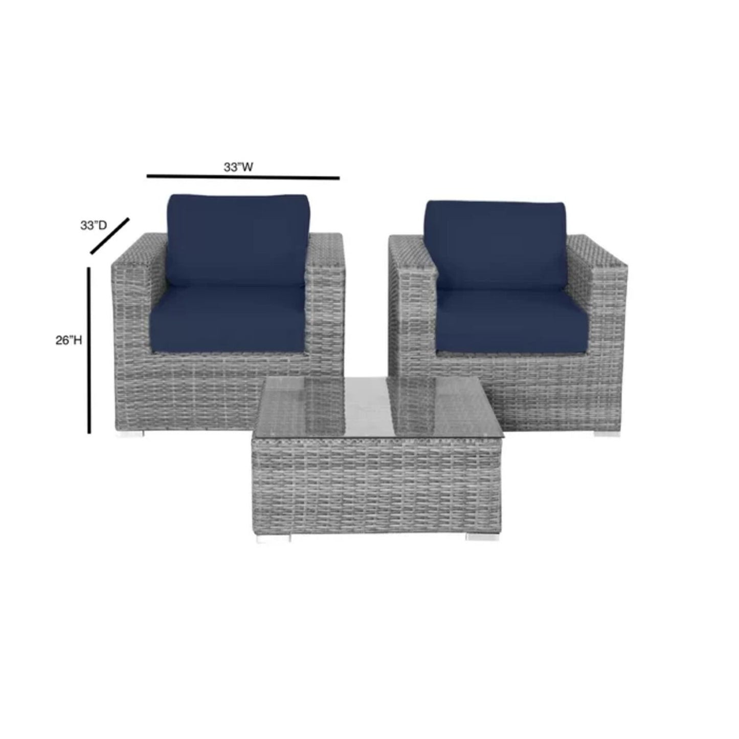 2 Person Seating Set With Cushions LSI Patio Furniture