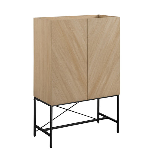 Contemporary Bookmatch Doors Tall Accent Cabinet With Inset Top - Dark Walnut Bookmatch